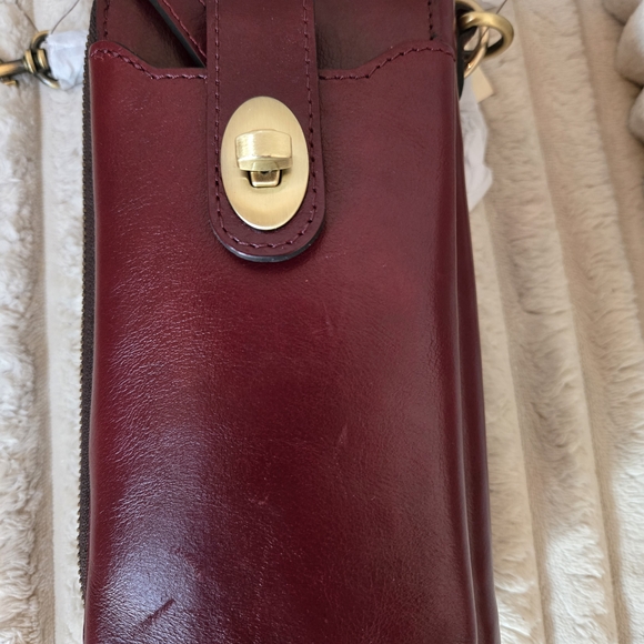 Patricia Nash Burgundy Crossbody Phone Bag with Gold Hardware - Picture 7 of 16